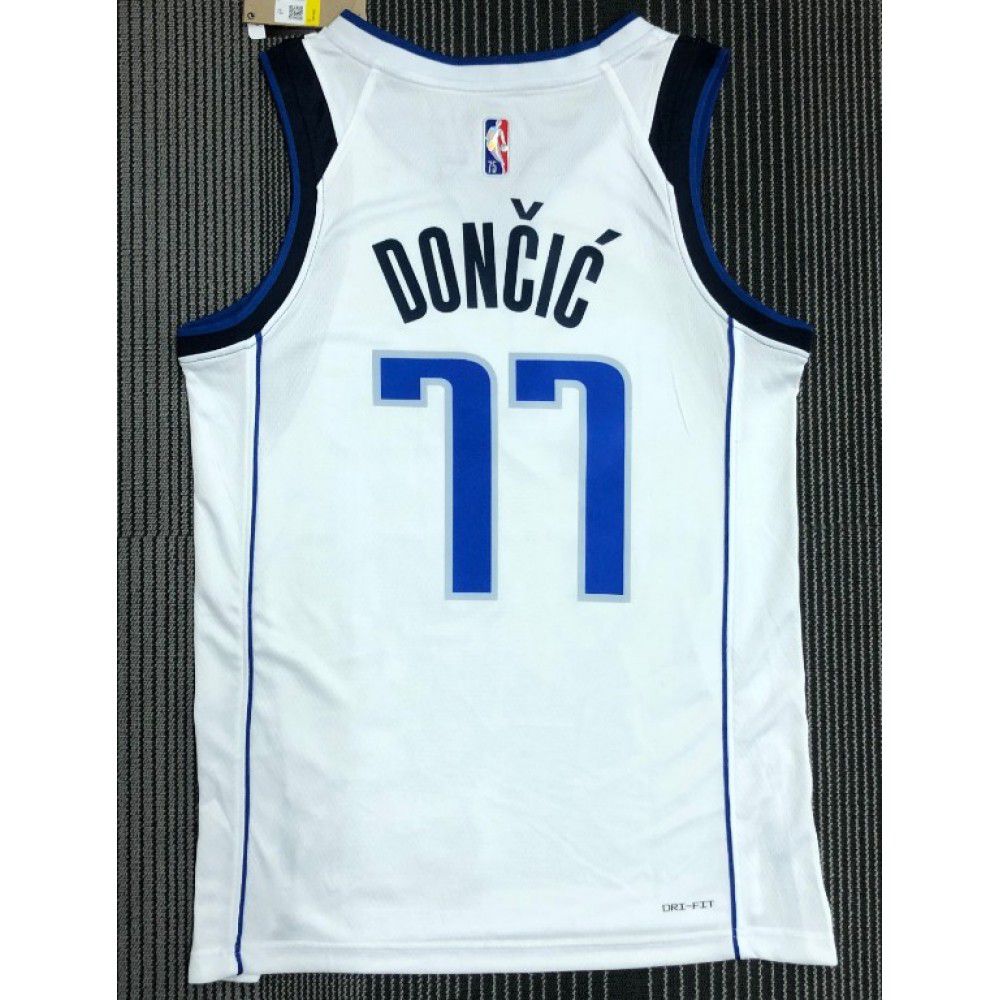 Men's Dallas Mavericks Luka Doncic #77 White 2021/22 Swingman NBA Jersey - Icon Edition-Pro Kit Vault | Brand New 26/27 Sports Jerseys